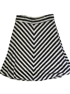 Zac & Rachel Black White Chevron Knit A-Line Skirt Size Large
